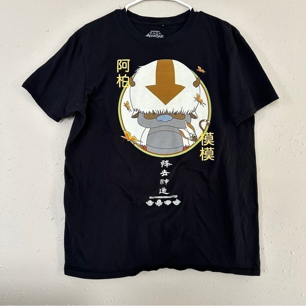 🦋 Nickelodeon Avatar the Last Airbender Appa Anime Cartoon Black T-Shirt Large